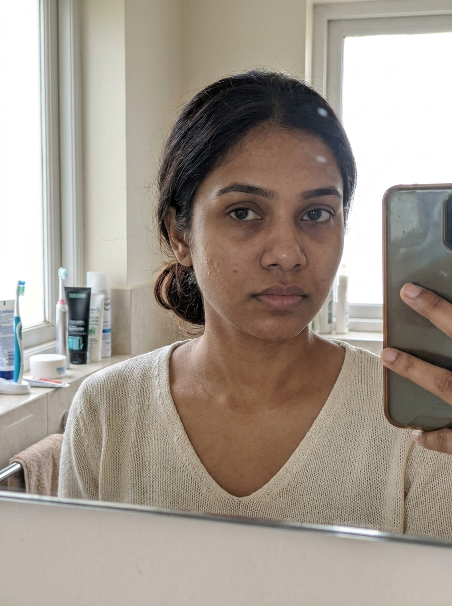 Customer selfie before using the bubble mask