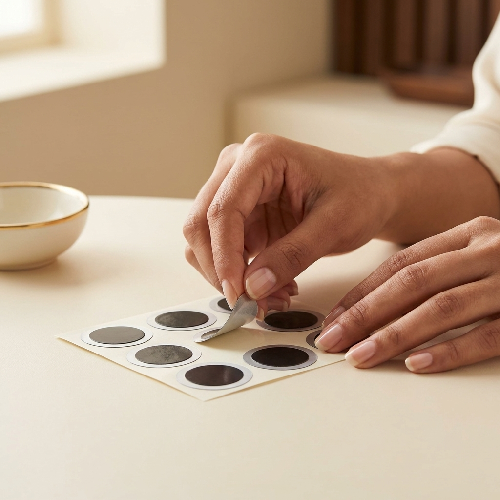 QuietField EMF Sticker Pack (a pack of six slim nano-tech STICKER CHIPS that stick flat on the back of phones, laptops and tablets; it is NOT a handheld device) how_1